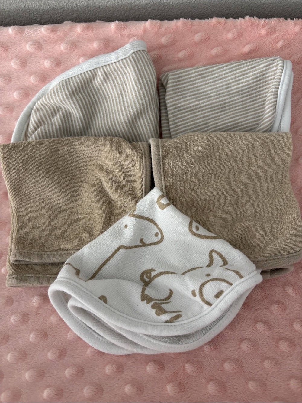 Carter's Neutral Tan & White Baby Washcloths